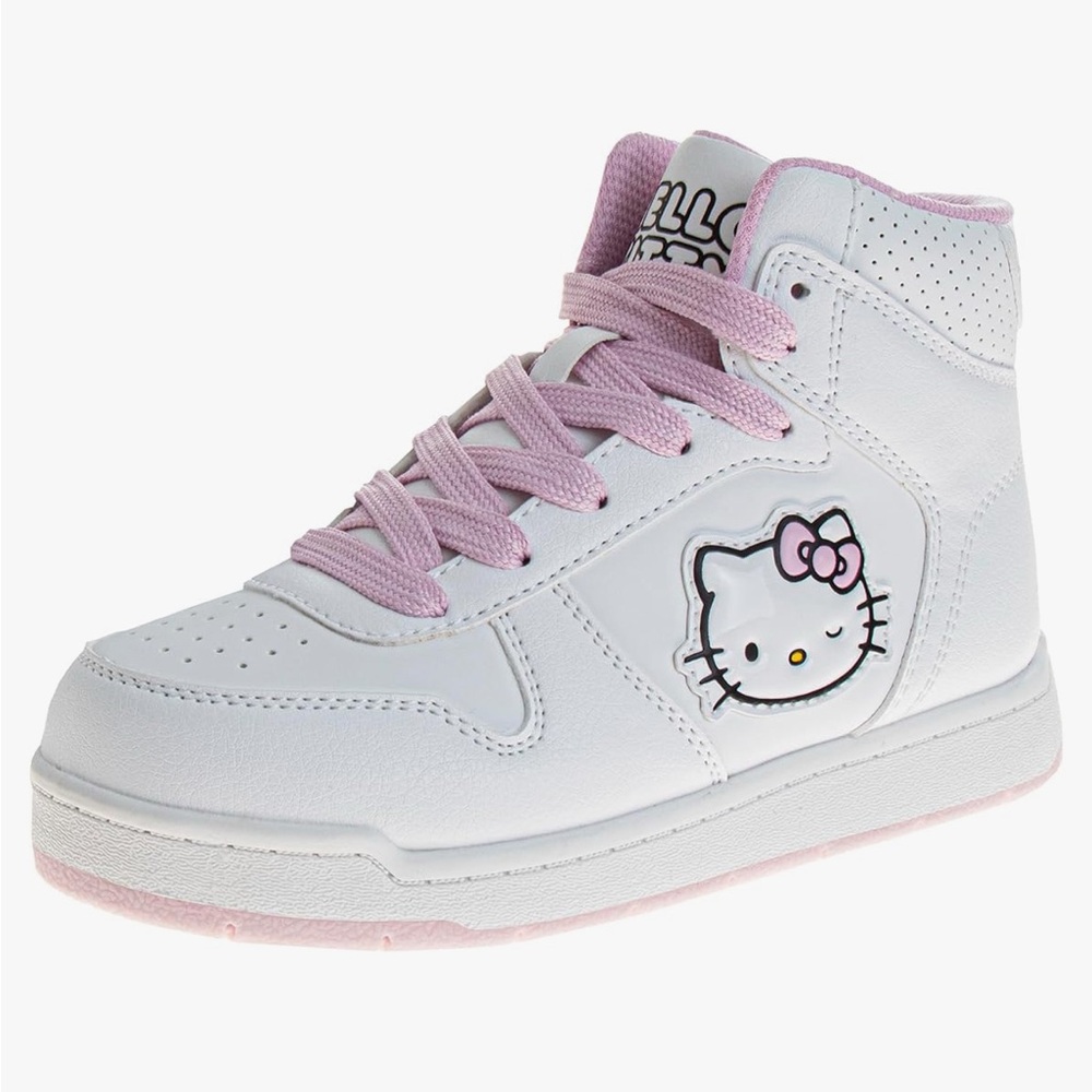 Hello Kitty Kids High Top Sneakers | White & Pink | Girls Size 2 | Worn Once